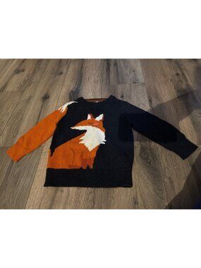 Cat & Jack Toddler Fox Sweater 18M Black & Orange 100% Cotton